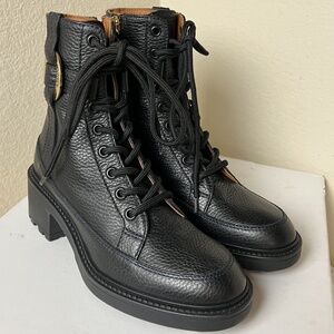 Chloe Leather Combat Boots Women's Size: 4.5 | IT 35